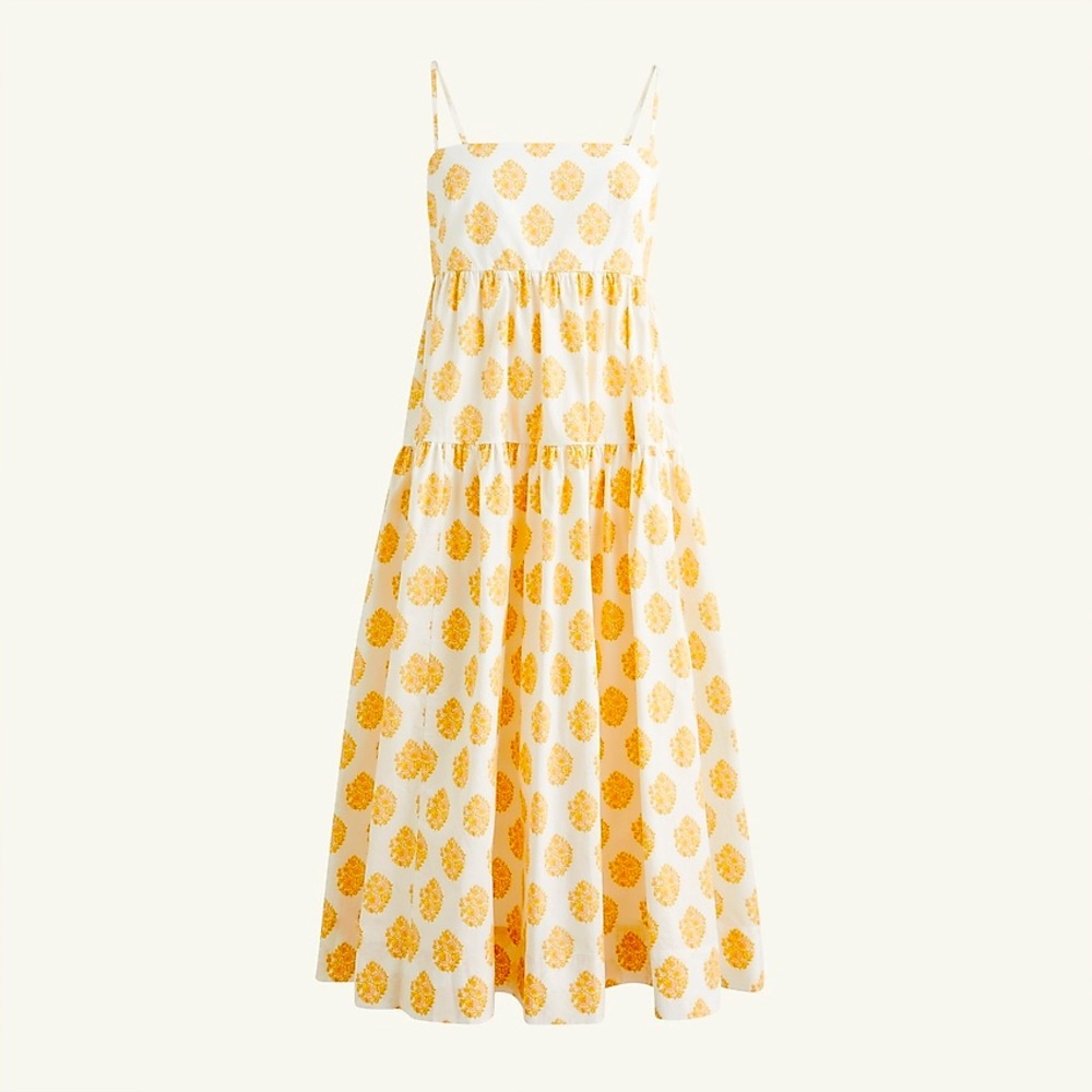 NWT- J. Crew Tie-back tiered dress in gathered floral block print Size 8